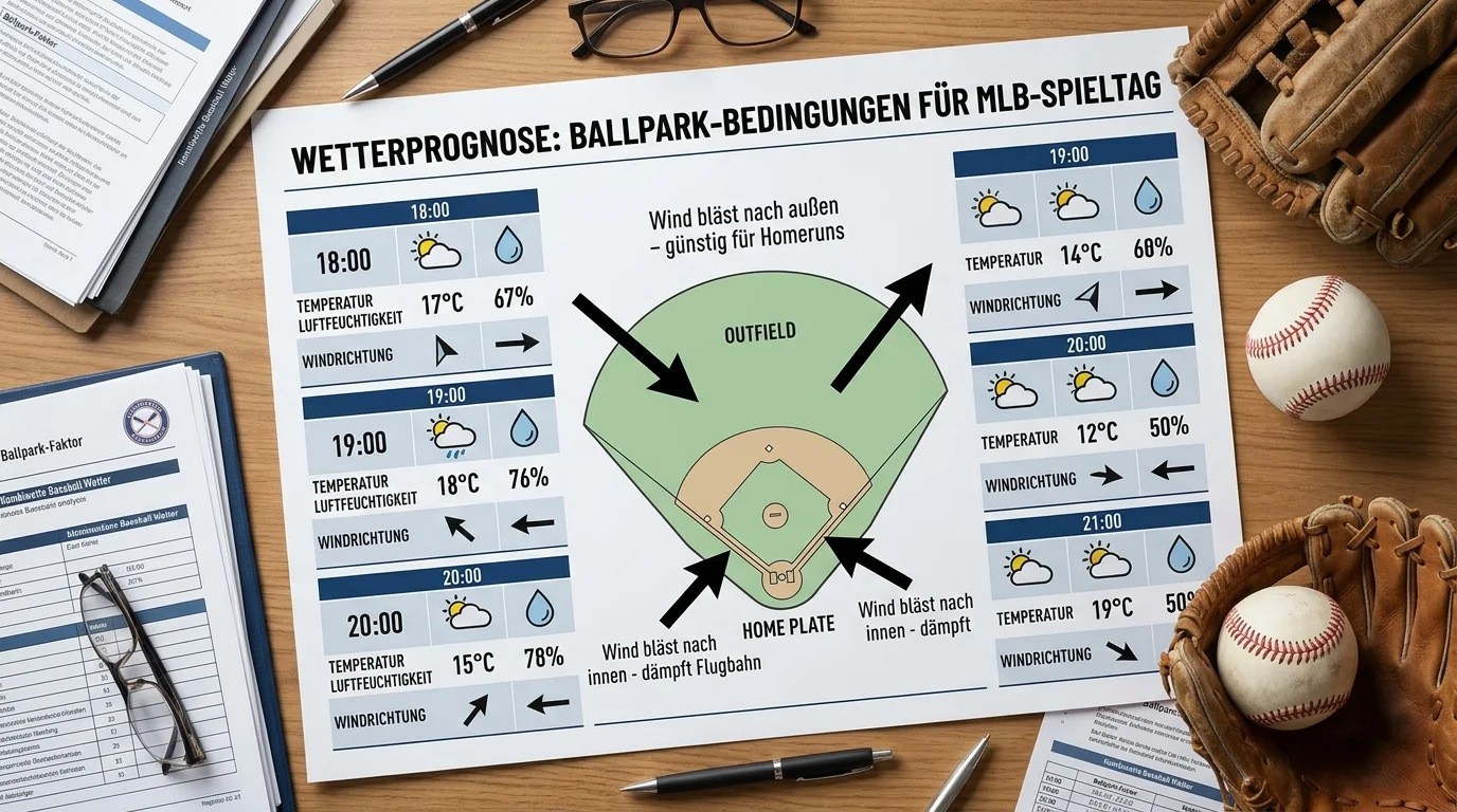 Wettereinfluss auf Ballpark-Faktor in Baseball-Kombiwetten: Wind und Temperatur verstärken Over/Under-Effekte im Parlay
