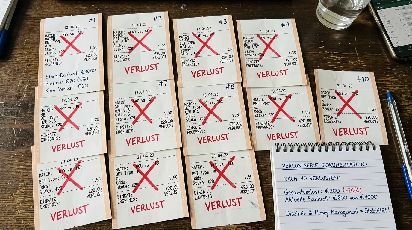 Verlustserien bei Baseball-Kombiwetten: Statistische Wahrscheinlichkeit von zehn Niederlagen in Folge erklärt