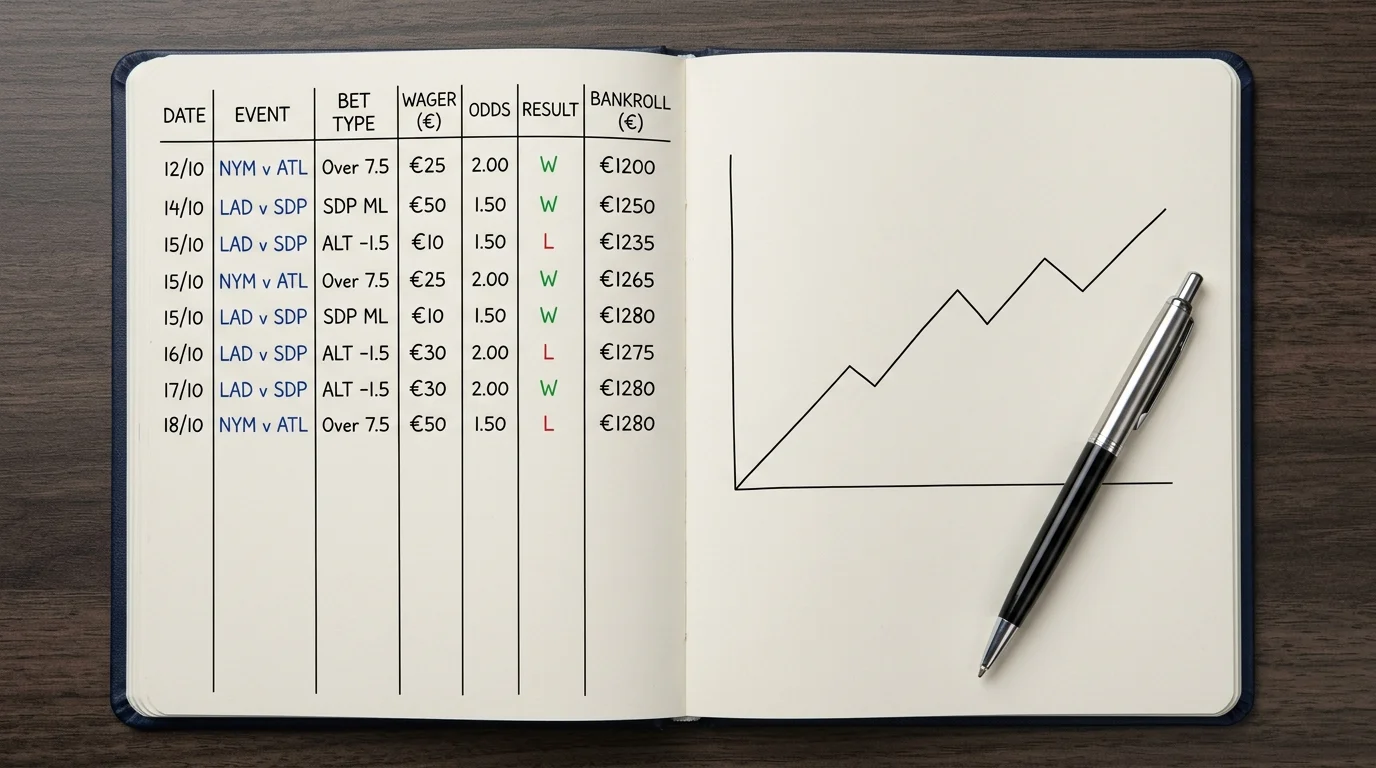 Bankroll-Management für Baseball-Parlay-Wetter: 1-3-Prozent-Regel und Flat-Betting-Konzept visualisiert
