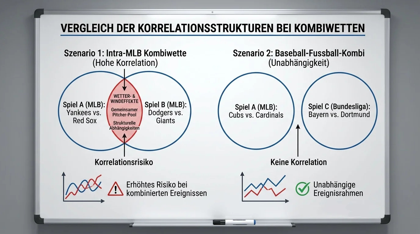 Korrelationsrisiko bei Mixed-Sport-Kombiwetten: Unterschied zwischen Baseball-internen und Cross-Sport-Parlays