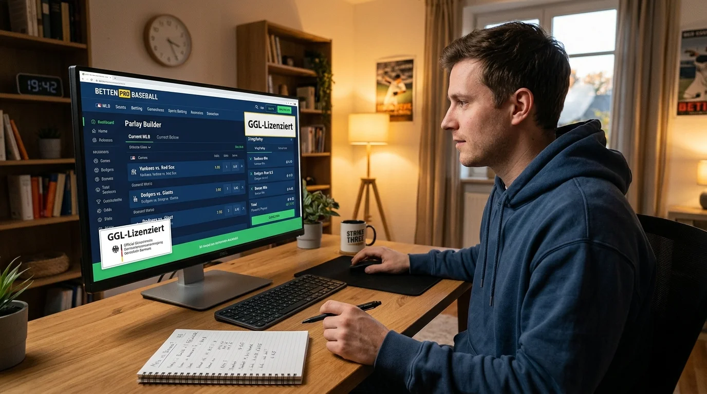 Einsteiger erstellt erste Baseball Kombiwette auf einem GGL-lizenzierten Sportwetten-Portal