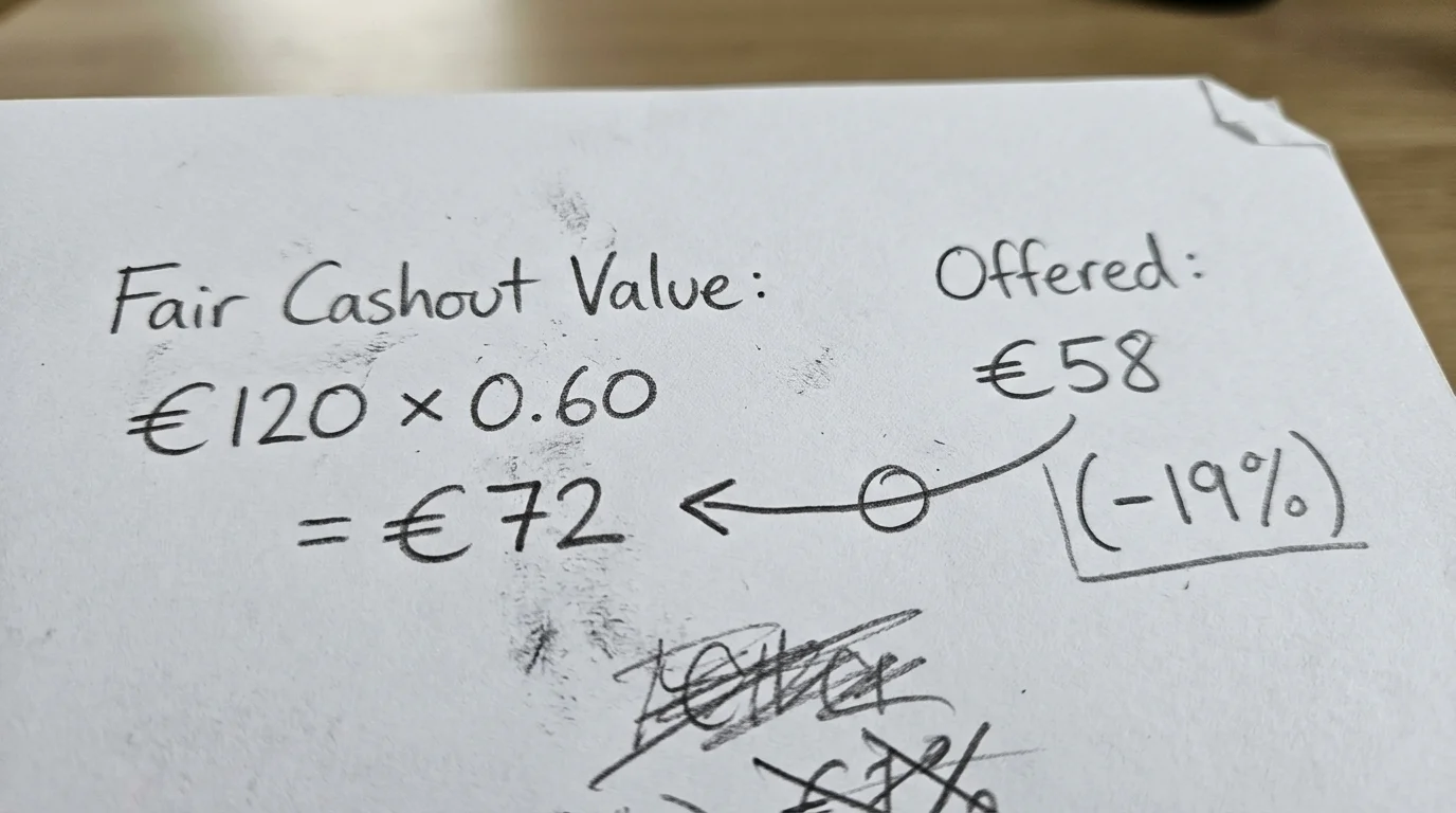 Berechnungsbeispiel für den fairen Cashout-Wert einer Baseball Kombiwette mit einem verbleibenden Leg