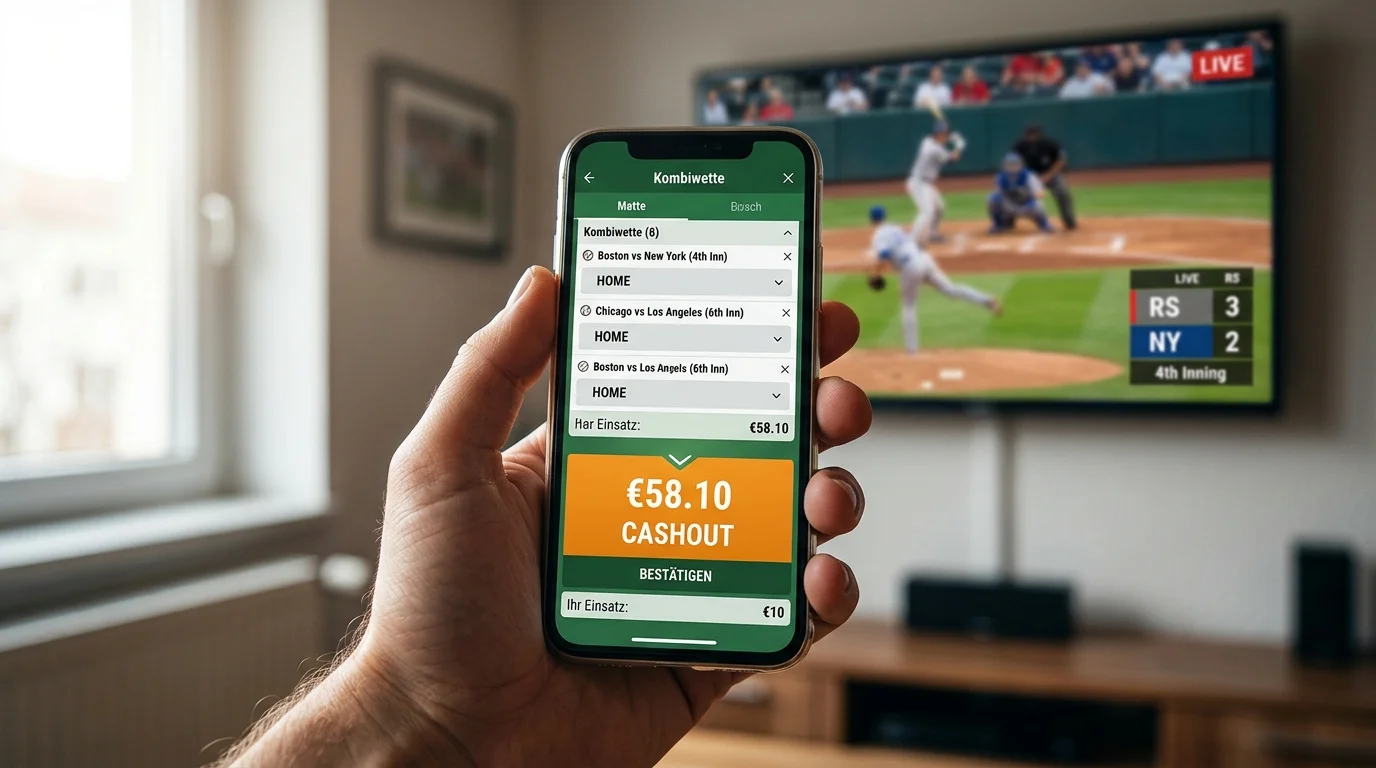 Cashout-Entscheidung bei einer laufenden Baseball Kombiwette: Wert berechnen und vorzeitig einlösen