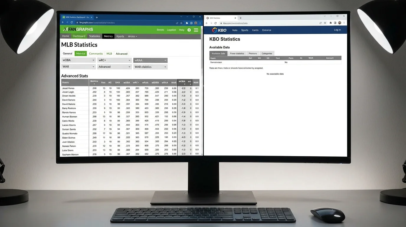 Statistische Datenlage für KBO-Baseball: Verfügbarkeit von Pitcher- und Batter-Metriken im Vergleich zur MLB