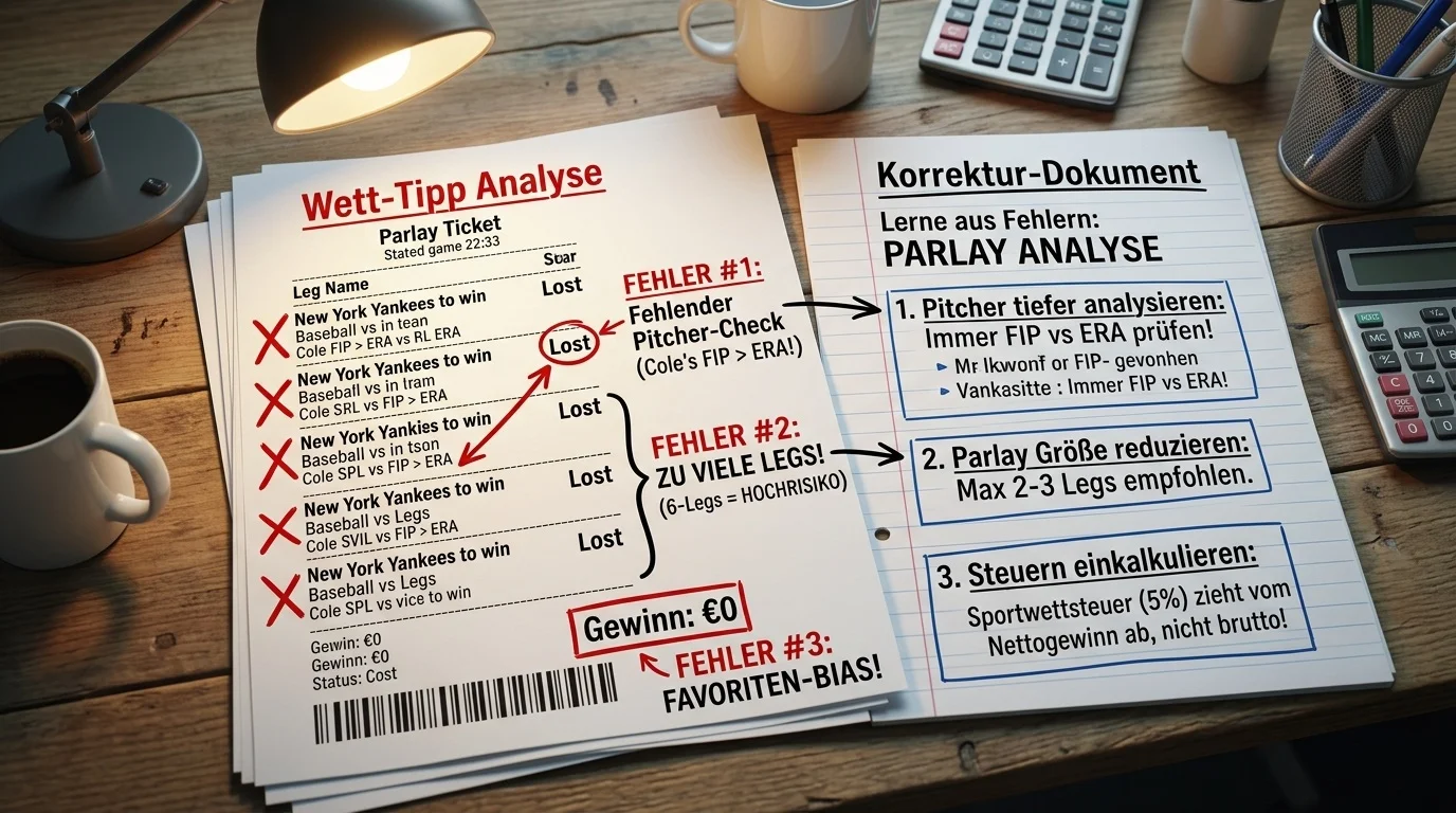 Tippschein-Analyse bei Baseball-Kombiwetten: Nachträgliche Fehleranalyse eines gescheiterten Parlays