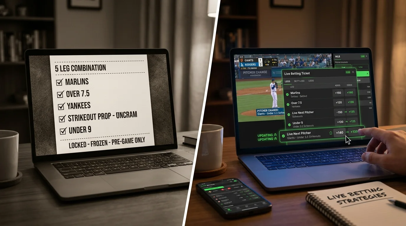 In-Play Kombiwette vs Pre-Game Parlay Baseball Unterschied Live-Leg MLB