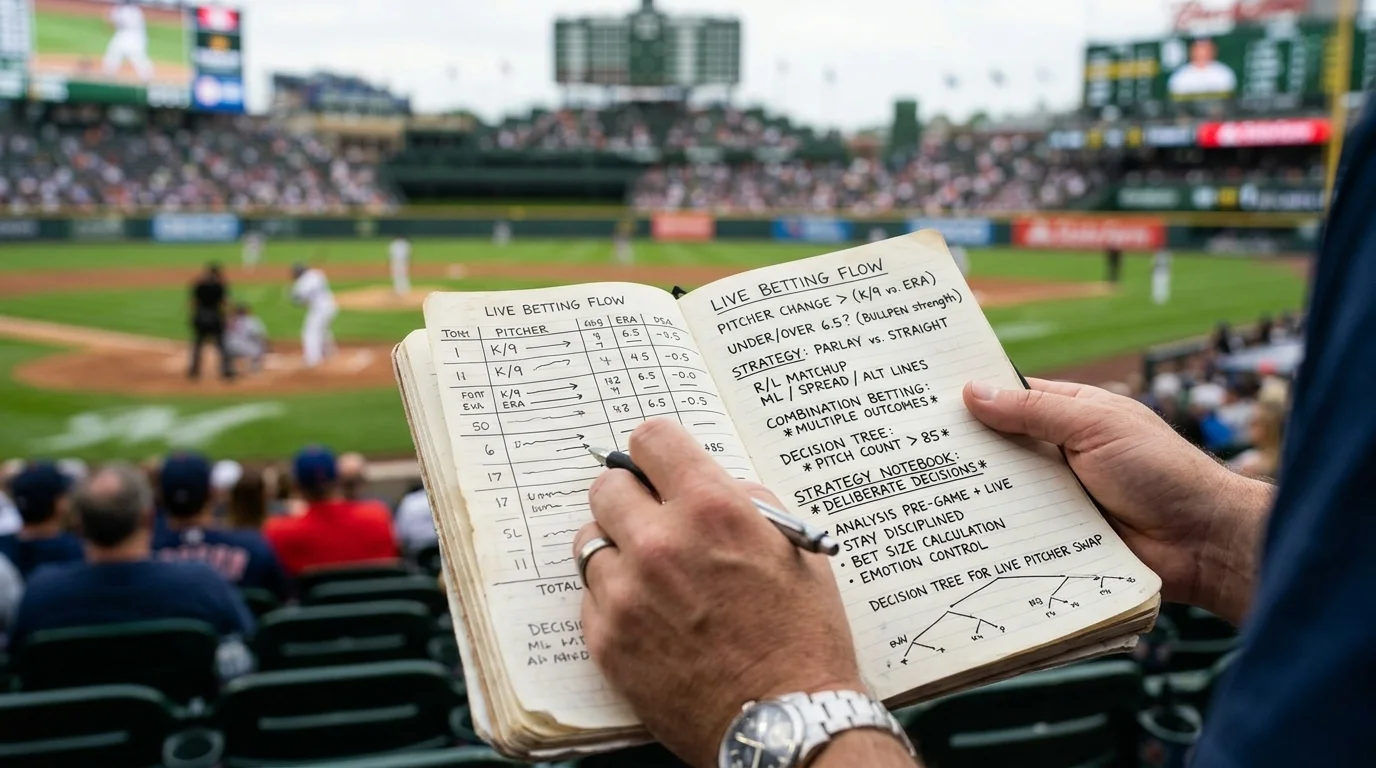 Baseball In-Play Parlay Entscheidungsprozess vorgefertigte Strategie Pitcherwechsel