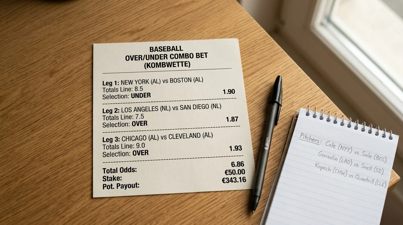 Over/Under Kombiwette Baseball: Totals-Legs mit Ballparkfaktoren und Pitcher-Daten für MLB-Parlay