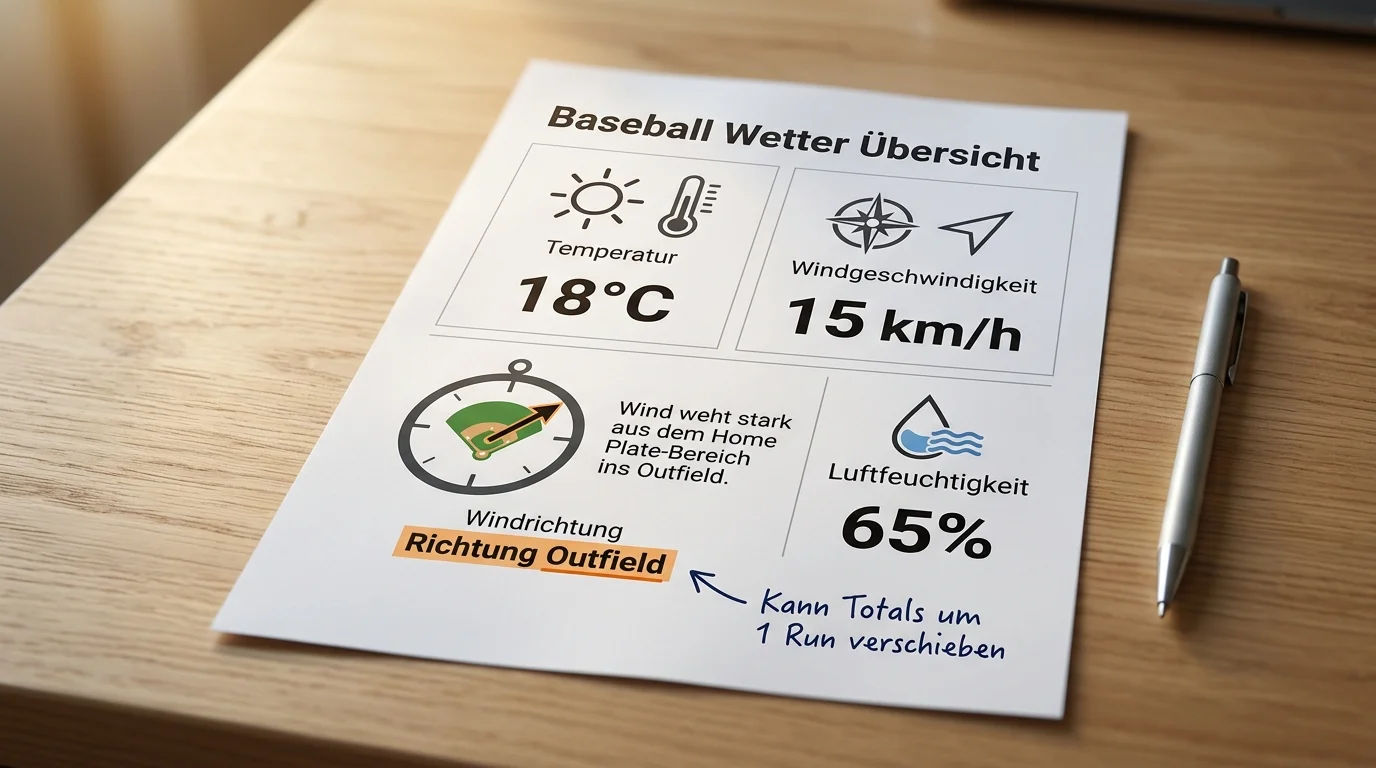 Wetter als Totals-Variable: Wind und Temperatur beeinflussen Over/Under Legs im Baseball Parlay