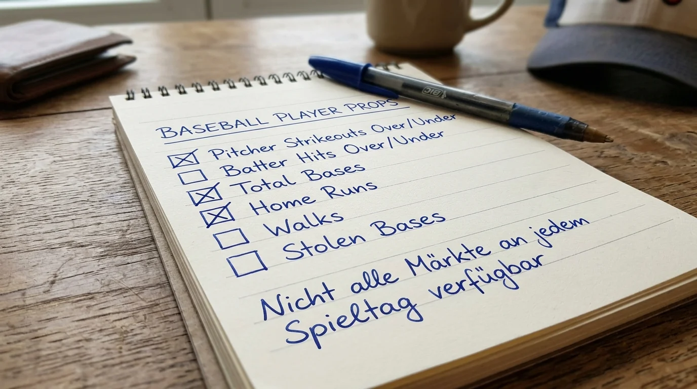 Übersicht Prop-Bet-Märkte im Baseball: Strikeouts, Hits und Total Bases für Parlay-Legs