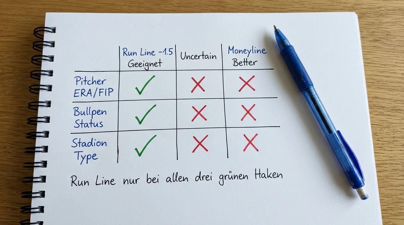 Entscheidungsmatrix für Run Line versus Moneyline Leg in einer Baseball Kombiwette
