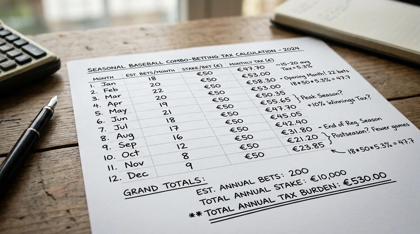 Jahressteuerbelastung Baseball Kombiwetten 200 Wetten 50 Euro Einsatz 530 Euro Steuer